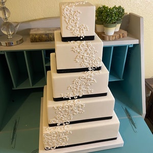 Five tier square faux wedding cake image 3