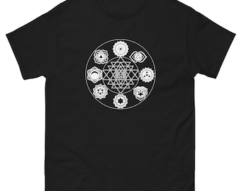 Sri Yantra Chakra T-Shirt, Spiritual, Sacred Geometry, Fractal, Chakra, Yoga, Men's, Unisex, Festival Clothing