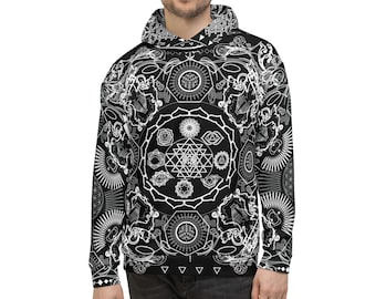 Sacred Geometry Hoodie, Flower of Life, Chakra Print, Unisex