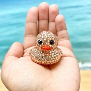 Mini Rose Gold Rhinestone Rubber Duck, Bling Duck, Cruise Ducks, Collectible Ducks, Dashboard Duck, Coral Rhinestones, Jeep Ducks, Car Ducks