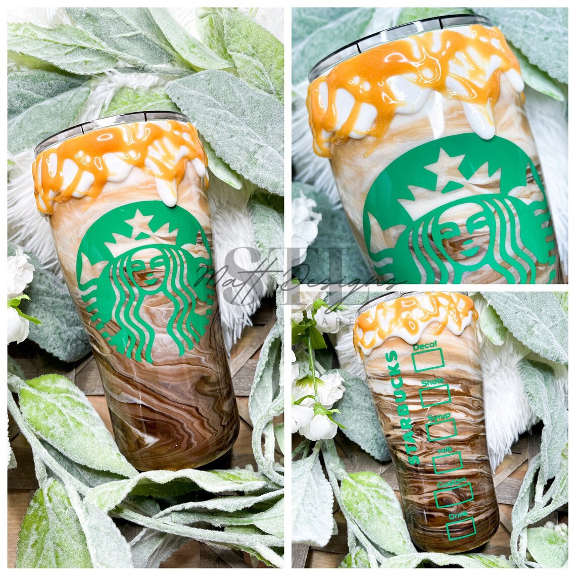 Coffee Swirl Tumbler Realistic Coffee Swirl Caramel Mocha Etsy