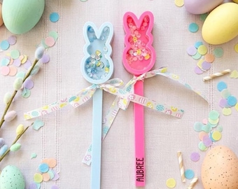 Personalized Easter Shaker Wand, Custom Bunny Wand for Easter Basket Fillers, Sensory Easter Basket Toys, Kids Easter Basket Stuffer
