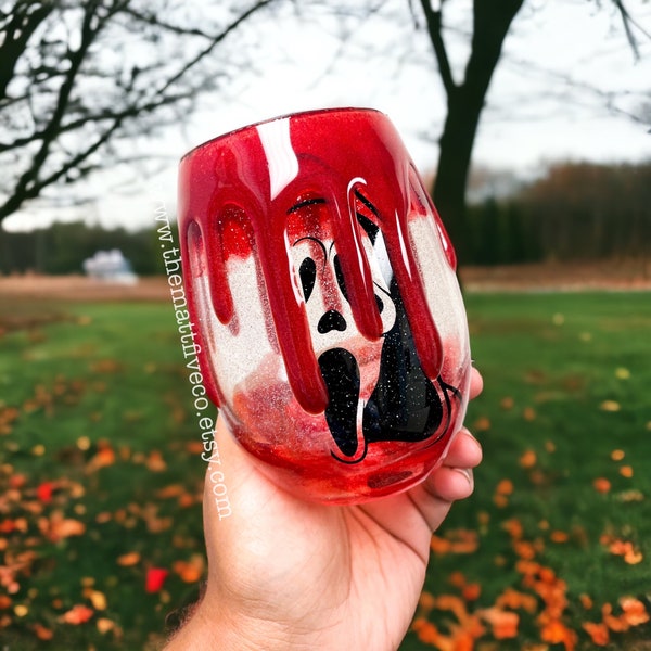 Bloody Serial Killer Wine Glasses, Halloween Slasher Wine Glasses, Blood Drip Wine Glass, Michael Myers Wine Glass, Ghostface Wine Glass