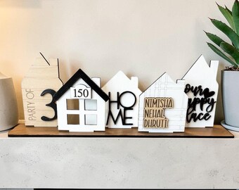Personalized Home Decor, Custom Family Name and House Number Sign, Modern Foyer or Mantle Decor, Unique Housewarming or New Home Gift