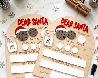 Personalized Dear Santa Board | Kids Christmas Wishlist Dry Erase Sign | Naughty or Nice Santa Letter Photo Prop | Reusable Holiday Keepsake