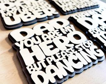 Funny Father's Day Wood Coaster Set, Best Dad Wooden Bar Coasters, Dad Gifts, Father’s Day Coasters, Sarcastic Dad Gift, Gift for Dad