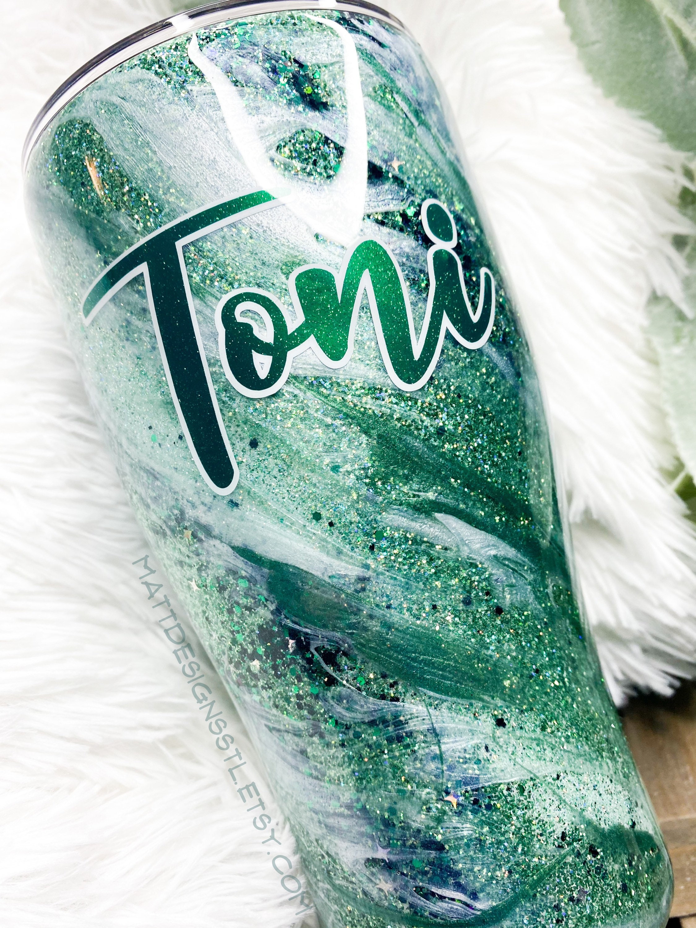 Personalized Emerald Glitter Tumbler Green Glitter Tumbler Etsy
