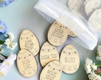 Easter Egg Experience Tokens, Wooden Easter Egg Token Fillers, Easter Basket Stuffer