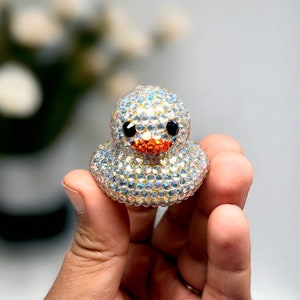 Mini Iridescent White Rhinestone Rubber Duck, Bling Duck, Cruise Ducks, Collectible Ducks, Dashboard Duck, Jeep Ducks, Car Duck, Gem Duck