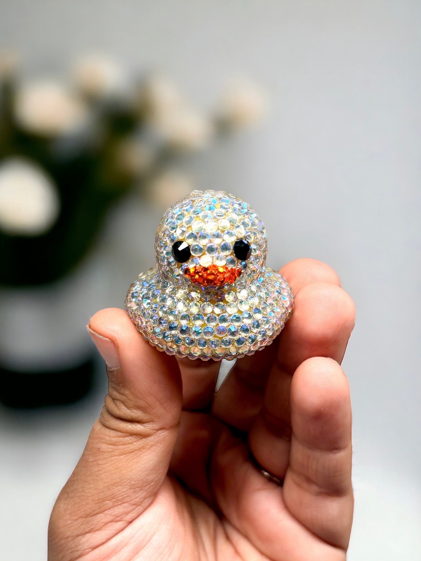 Mini Iridescent White Rhinestone Rubber Duck, Bling Duck, Cruise Ducks ...
