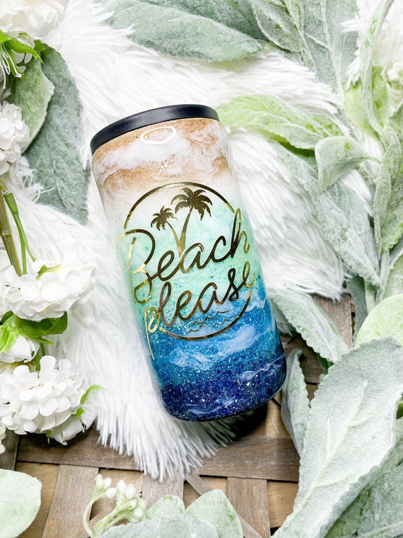 Beach Please Tumbler and Can Cooler, Beach Tumbler, Cruise Tumbler, Summer Tumbler, Beach Can Cooler, Cruise Drinkware, Float Trip Tumbler