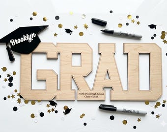 Personalized Graduation Autograph Sign, Wooden Class of 2026 Guest Book Alternative, Senior Night Gift, Graduation Party Guest Book Sign