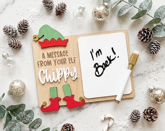 Personalized Elf Message Board, Dry Erase Elf Arrival Sign, Custom Christmas Elf Prop for Kids, Reusable Mini Whiteboard for Christmas Elf