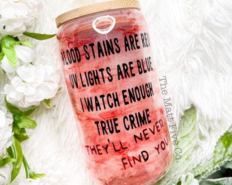 Vaso de café helado True Crime Junkie con tapa de bambú y pajita