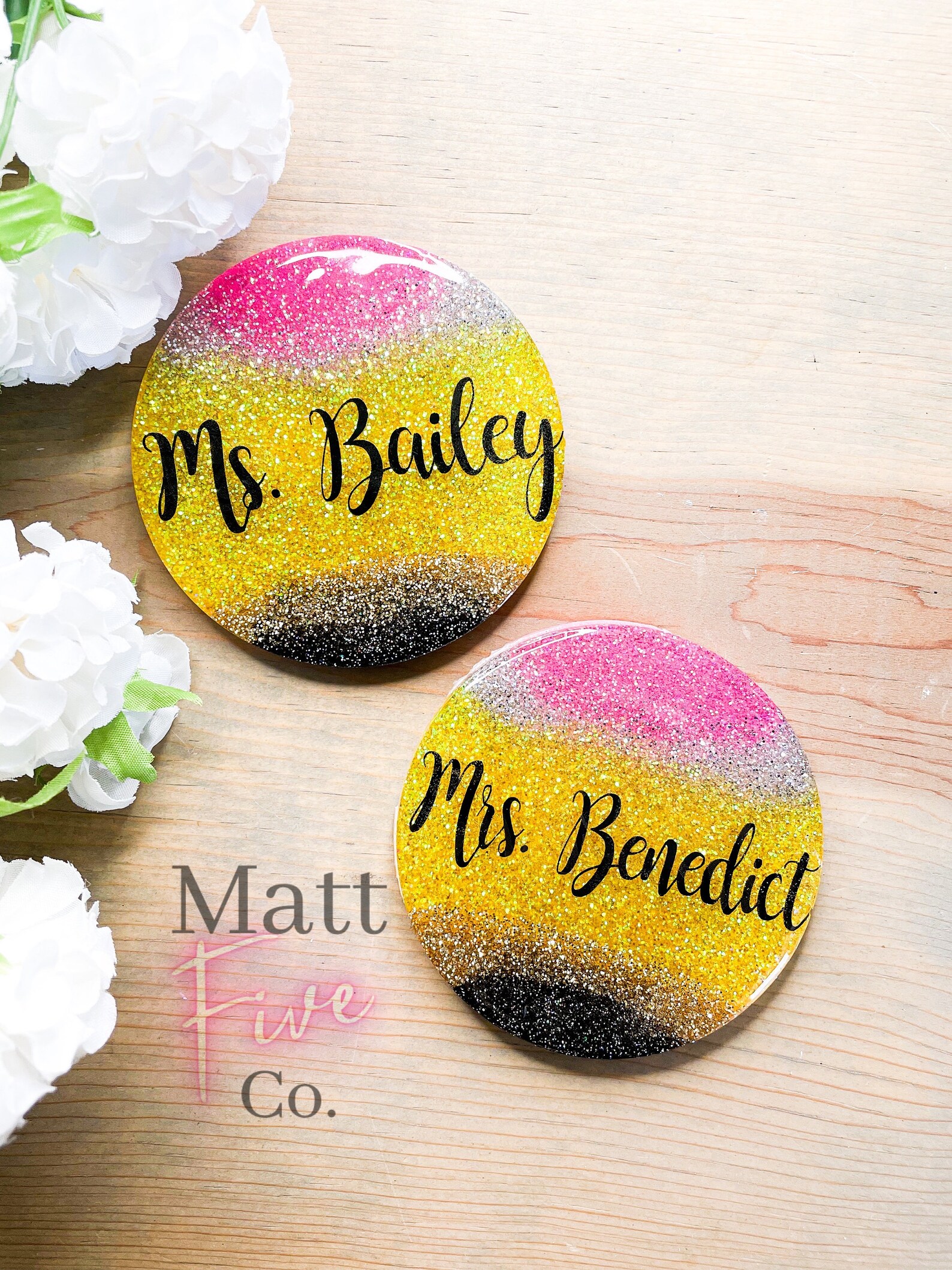 Personalized Resin Teacher Coasters, Pencil Coaster for Teacher ...