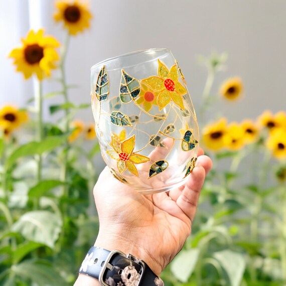 Sunflower Wine Glass, Hand-painted Glassware, Sunflower Glassware, Sunflower  Gift, Unique Glassware Gifts, Painted Flower Glass, Flower Cup - Etsy