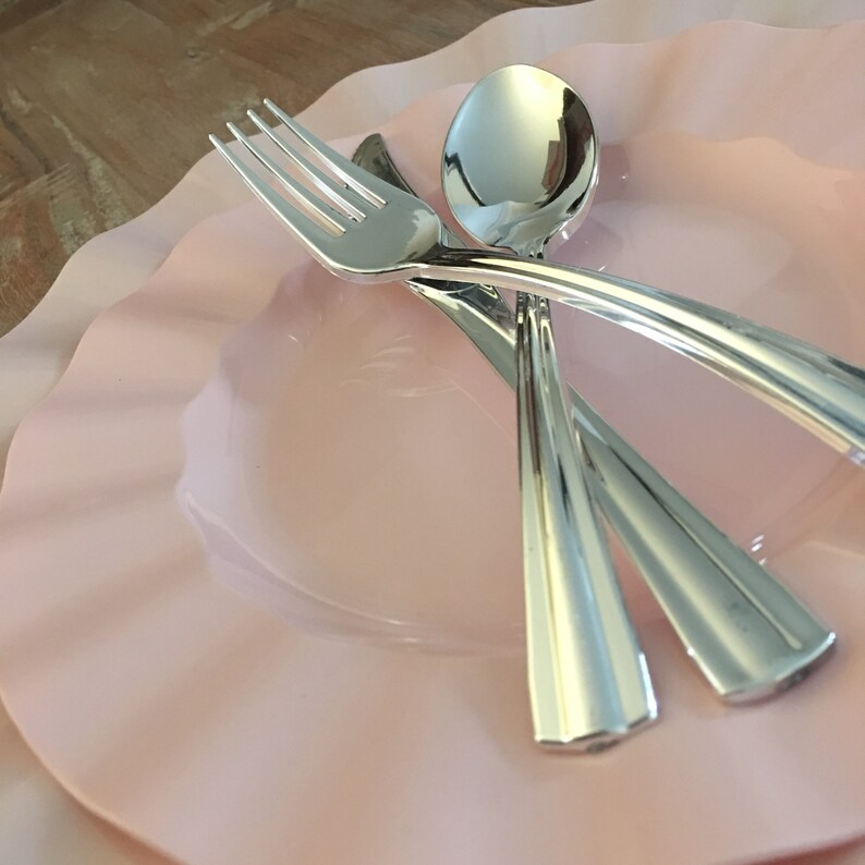 Disposable Pink Wedding Plates. Disposable China. Blush Pink Etsy