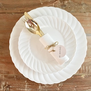 Disposable Vintage Modern White Party Plates. Disposable Wedding Plates. Disposable Party Plates.  (Various Sizes Available)