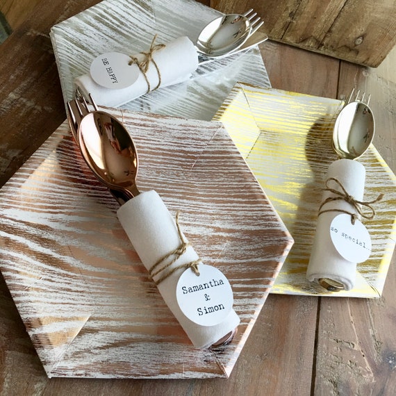 Mod Gold Rose Gold or Silver Paper Party Plates. Rustic