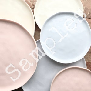 NEW! Samples: Romantically Modern Organic Party Plate.  Disposable Vintage Style Modern Wedding Plates.  One Sample Set 10", 9" & 6.75"