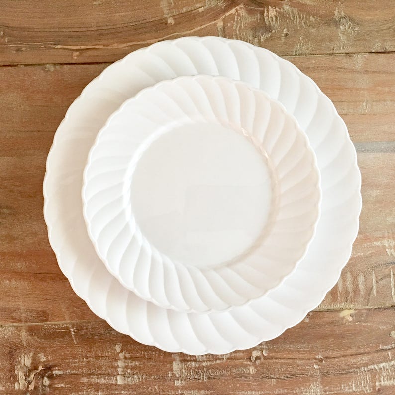 Disposable Vintage Modern White Party Plates. Wedding Plates. Etsy
