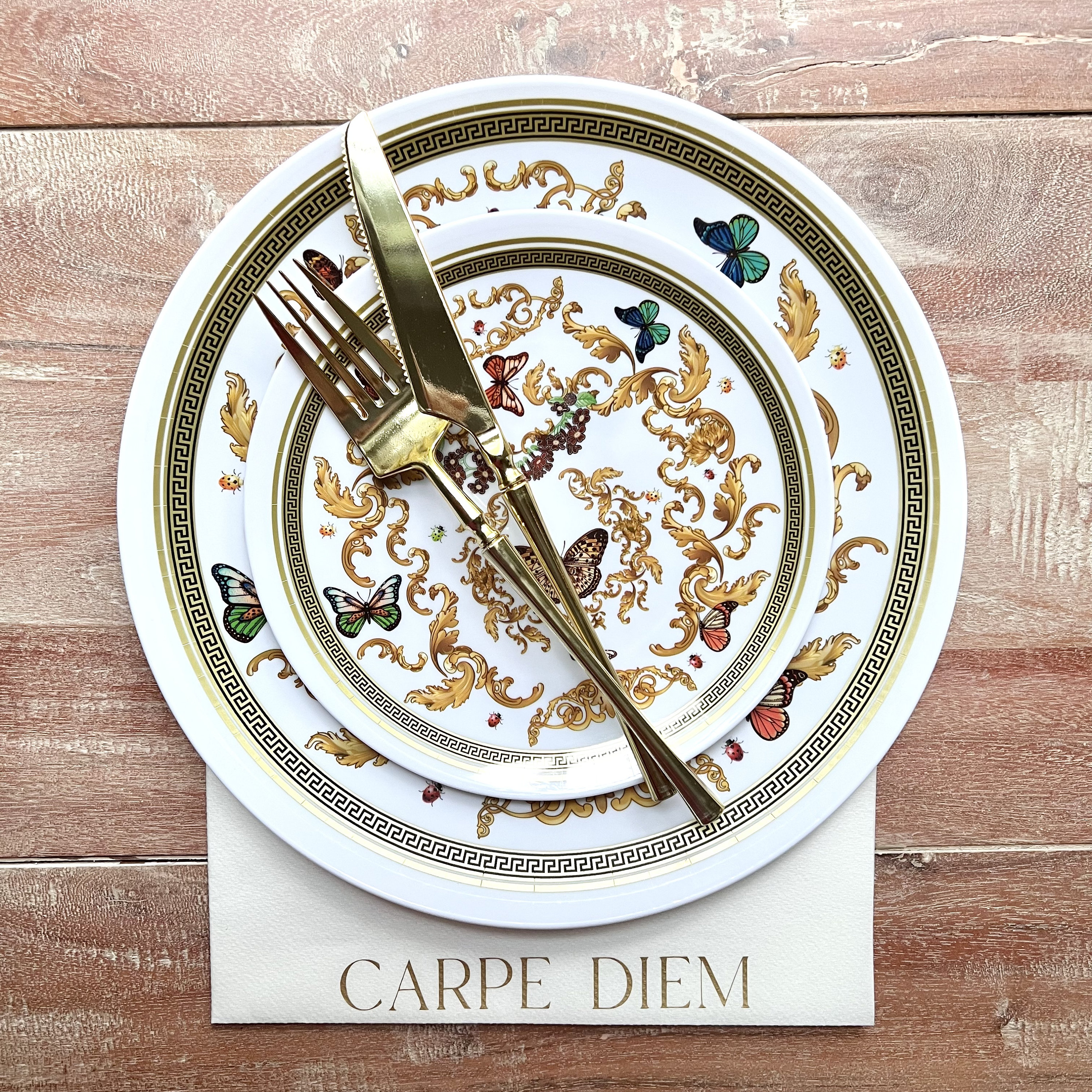 Carpe Diem Collection. Wedding Plates. Disposable Wedding Plates