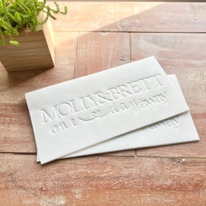 Vintage Letterpressed Napkins. Mama, Mr. And Mrs., Bride, Save the Date, Baby Napkins. Personalized  Wedding or Holiday Napkins. Set of 16.