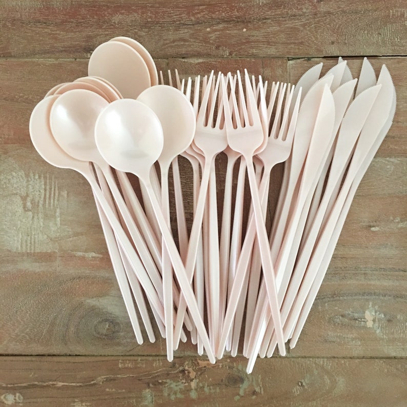 Disposable Modern Cutlery. Plastic Wedding Forks Spoons Etsy