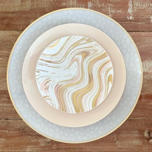 Modern Gold and White Plates.  Elegant Wedding Plates. Goldenwood Collection.