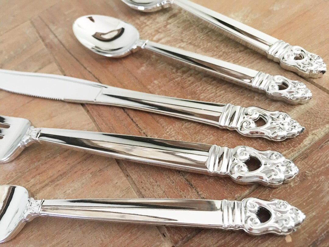 24CT Disposable Utensils. Plastic Wedding Forks Spoons or Etsy