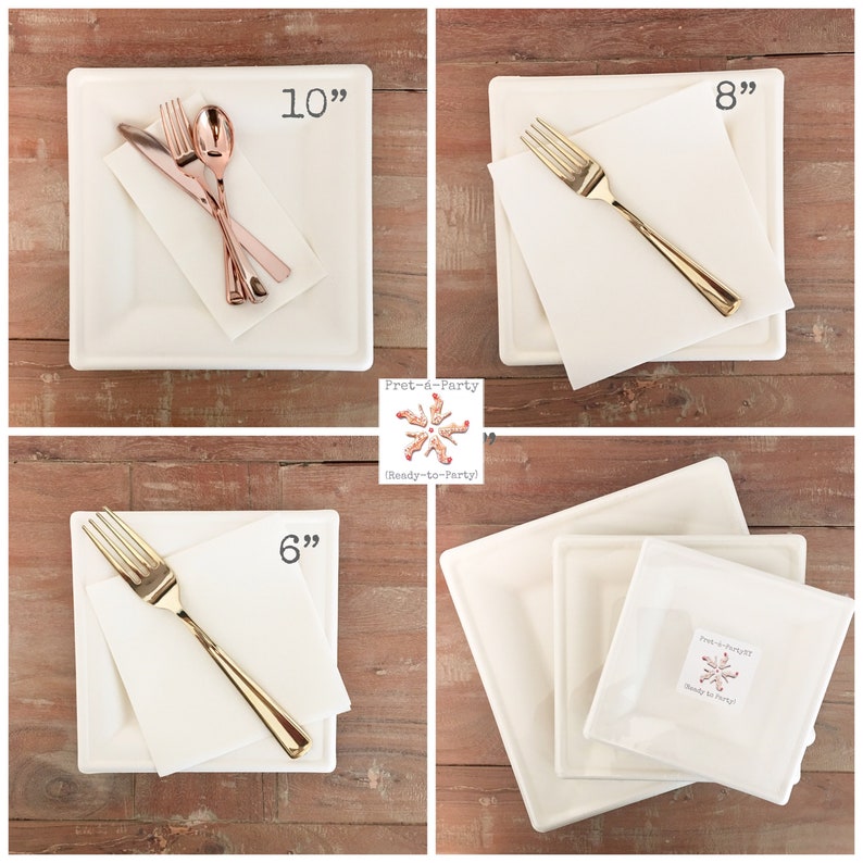 20 Upscale Disposable Plates for Wedding. Elegant Square Etsy