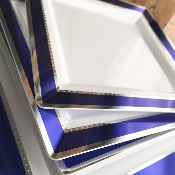 Royal Blue and Gold Disposable Plates Etsy