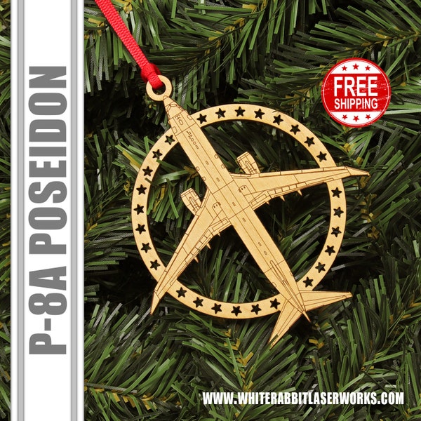 P-8A Poseidon Christmas Ornament, Aviation Gifts, Military Gifts, Pilot Gifts, Navy Gifts, Stocking Stuffer for Him