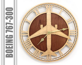 Boeing 767 Wood Wall Clock, Airplane Clock, Aircraft Gifts, Airplane Gifts, Aviation Gifts, Pilot Gifts, Retirement Gifts, Promotion Gifts