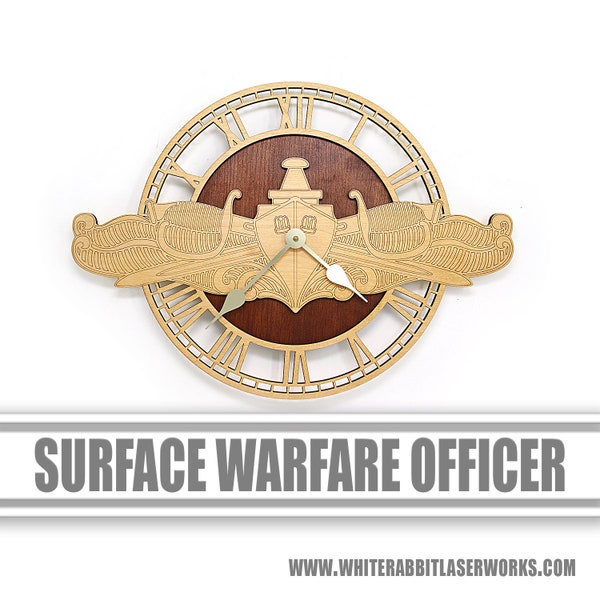 Navy Surface Warfare Officer (SWO) Wood Wall Clock, Military Gift, Navy Gift