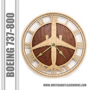 Boeing 737-800 Wooden Wall Clock, Aircraft Gift, Airplane Gift, Aviation Gift, Pilot Gift, Wood Clock,
