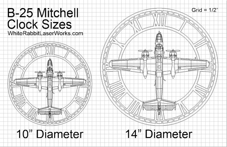 B-25 Mitchell reloj de pared de los Estados Unidos Air Force Aircraft Regalo, Avión, Reloj de madera, Regalo de aviación, Regalo militar, Regalo de piloto imagen 2