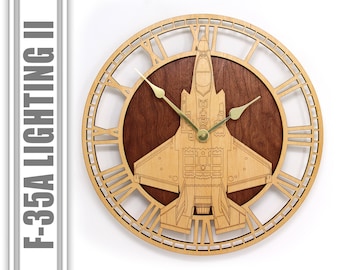 F-35 un reloj de pared de madera Lightning II, marina, fuerza aérea, marina, regalo de aeronaves, reloj de madera, regalo de aviación, regalo militar, regalo de piloto