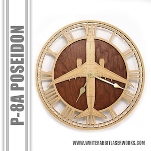 P-8 A Poseidon Wooden Wall Clock, Aircraft Gift, Airplane Gift, Aviation Gift, Pilot Gift, Wood Clock, Navy Gift
