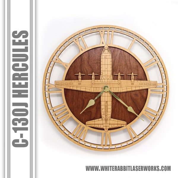 C-130 J Super Hercules Wooden Wall Clock, United States Air Force, Aircraft Gift Airplane Wood Clock Aviation Gift Military Gift Pilot Gift