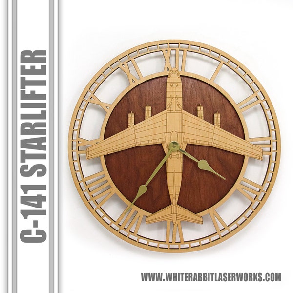 C-141 Starlifter Wooden Wall Clock, United States Air Force, Aircraft Gift, Airplane Wood, Clock Aviation, Gift Military, Gift Pilot Gift