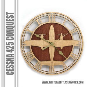 Cessna 425 Conquest I Wooden Wall Clock, Aircraft Gift, Airplane Gift, Aviation Gift, Pilot Gift, Wood Clock