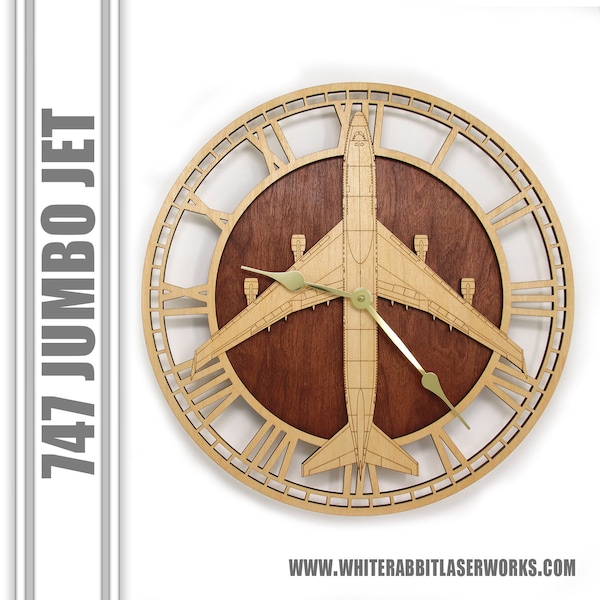 Boeing 747 Jumbo Jet Wooden Wall Clock, Aircraft Gift, Airplane Gift, Aviation Gift, Pilot Gift, Wood Clock,