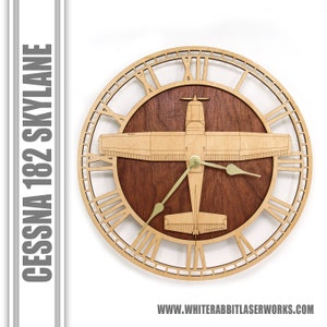 Cessna 182 Skylane Wooden Wall Clock, Aircraft Gift, Airplane Gift, Aviation Gift, Pilot Gift, Wood Clock