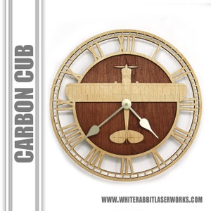Carbon Cub by Cubcrafters Wooden Wall Clock, Aircraft Gift, Airplane Gift, Aviation Gift, Pilot Gift, Wood Clock