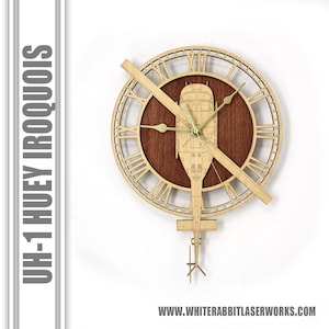 UH-1 Huey Iroquois Helicopter Wood Wall Clock / Aviation Gifts / Military Gift / Pilot Gift / Airplane Clock / Army Retirement
