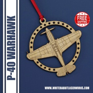 P-40 Warhawk / Flying Tigers Christmas Ornament, Aviation Gifts, Military Gifts, Pilot Gifts, Air Force Gifts, Stocking Stuffer for Him