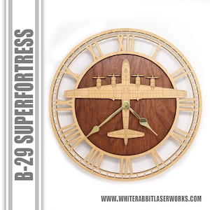 B-29 Superfortress Wood Wall Clock WWII, Enola Gay, Atomic Bomb, US Air Force Aircraft, Airplane, Aviation Gift, Military Gift, Pilot Gift