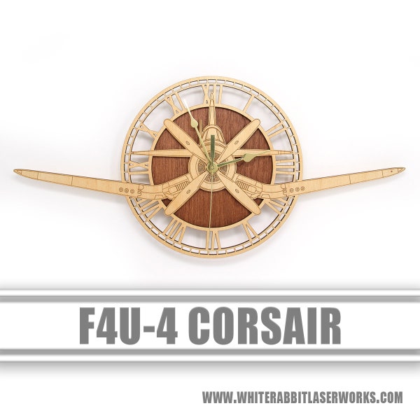 F4U Corsair Wooden Wall Clock, United States Navy, Marines, Aircraft Gift, Airplane, Wood Clock, Aviation Gift, Military Gift, Pilot Gift