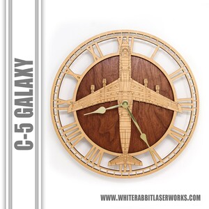 C-5 Galaxy Wooden Wall Clock, Air Force Gift, Aircraft Gift, Airplane Gift, Aviation Gift, Pilot Gift, Wood Clock, USAF